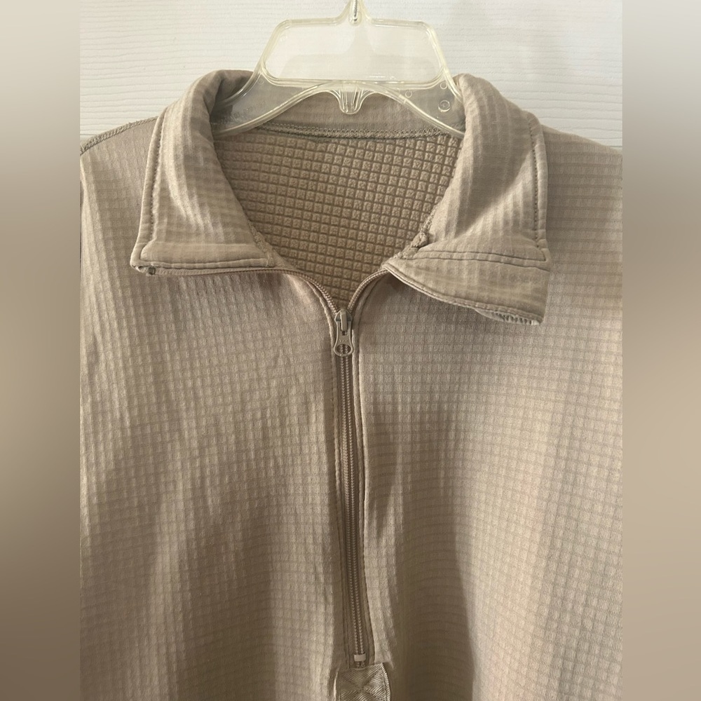 POLARTEC Fleece Desert Tan Quarter Zip Long Sleeve Collared Pullover Size Small - Picture 3 of 10